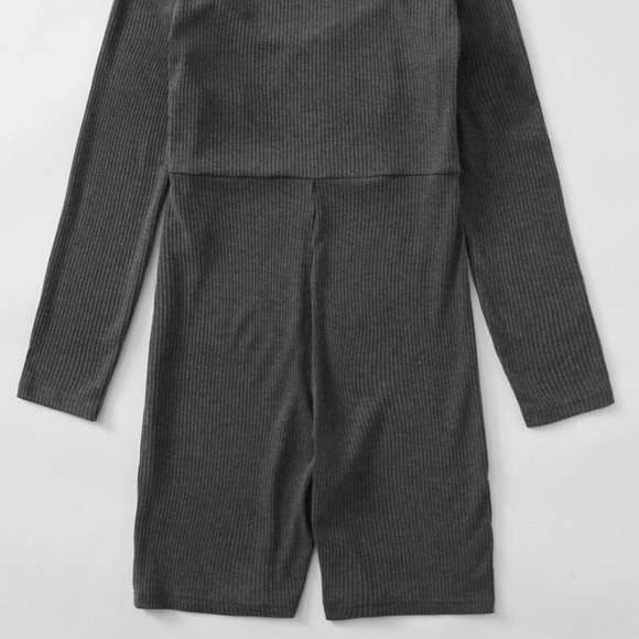 SHEIN Sweetheart Neck Rib-Knit Unitard Romper - Picture 2 of 8